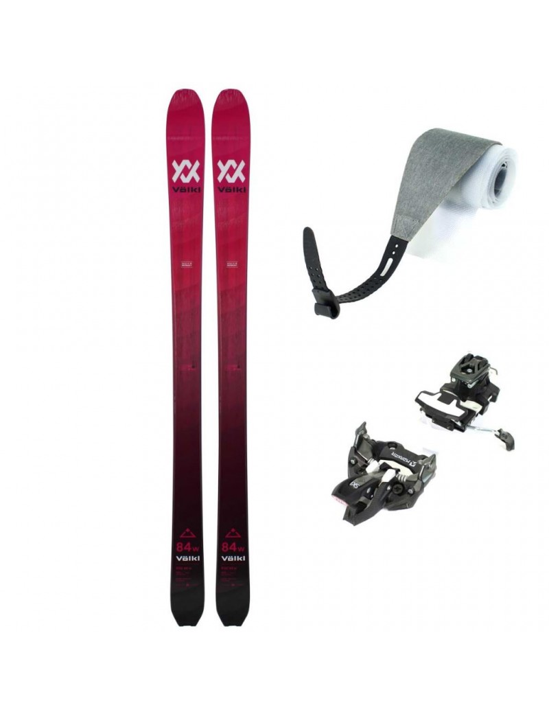 SKIS DE RANDONNEE VOLKL RISE 84 W BLACK/PINK FLAT  + RISE 84 SKINS | Troc Sport